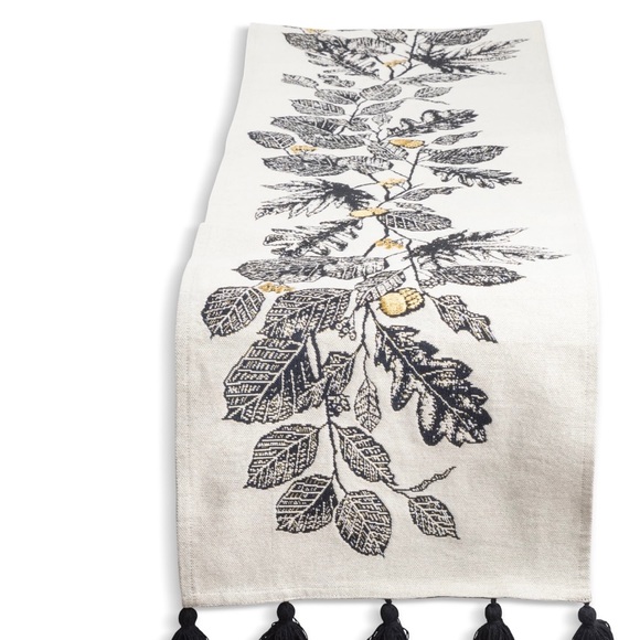 New! Thyme & Table settings napkins placemats & table runner Black Gold & white - Picture 4 of 11